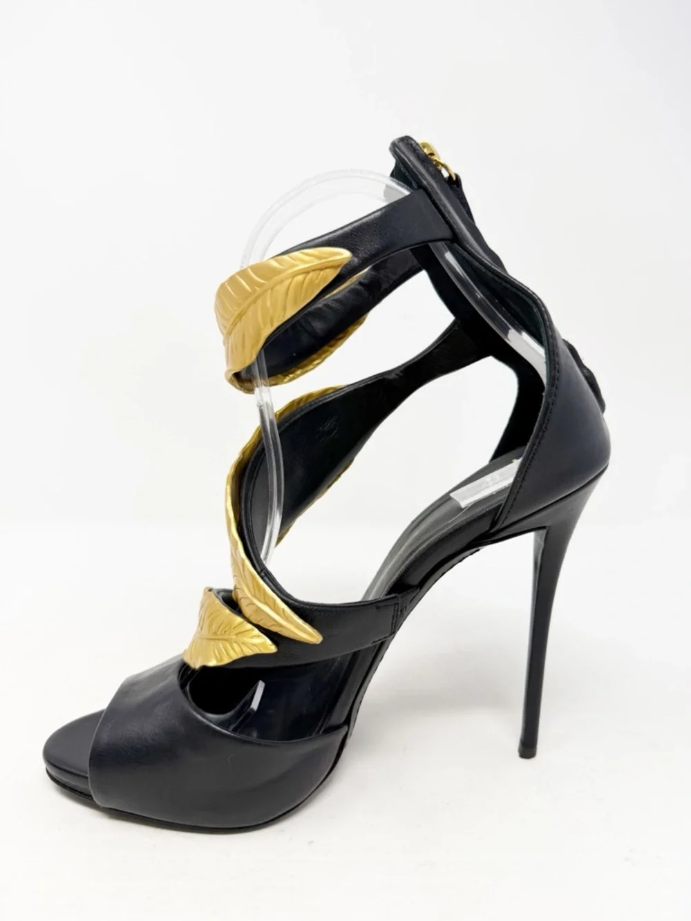 Giuseppe Zanotti Gold Leaf Wrap Sandal Heels Womens Size EU 38
